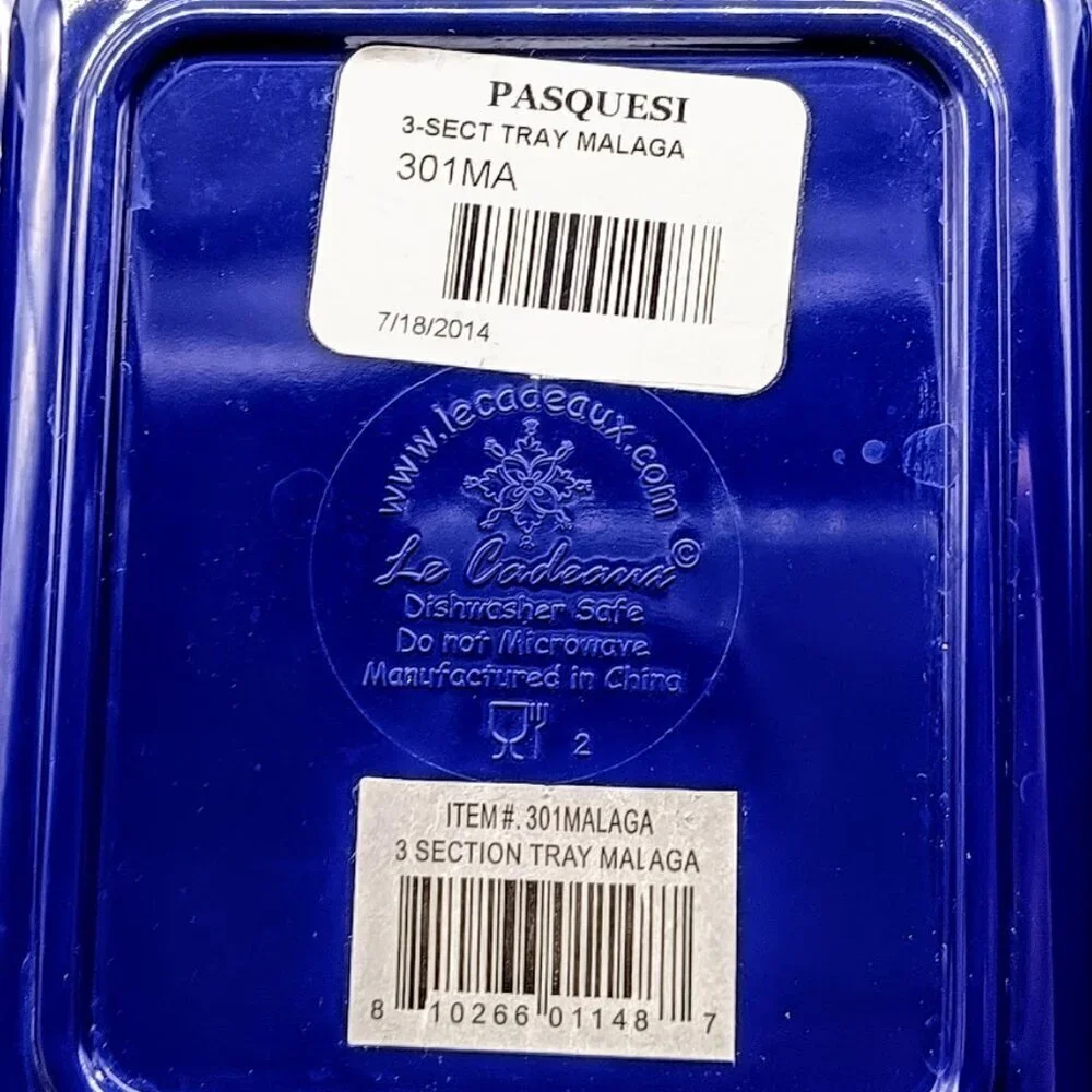 Le Cadeaux Malaga 3-Section Melamine Serving Tray NWT